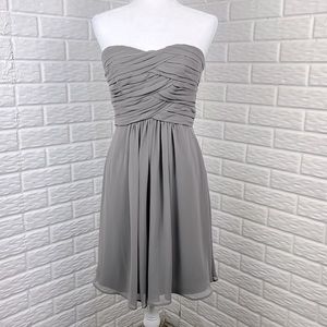 MONIQUE LHUILLIER Bridesmaid Pleated Party Gray Chiffon Dress size 2